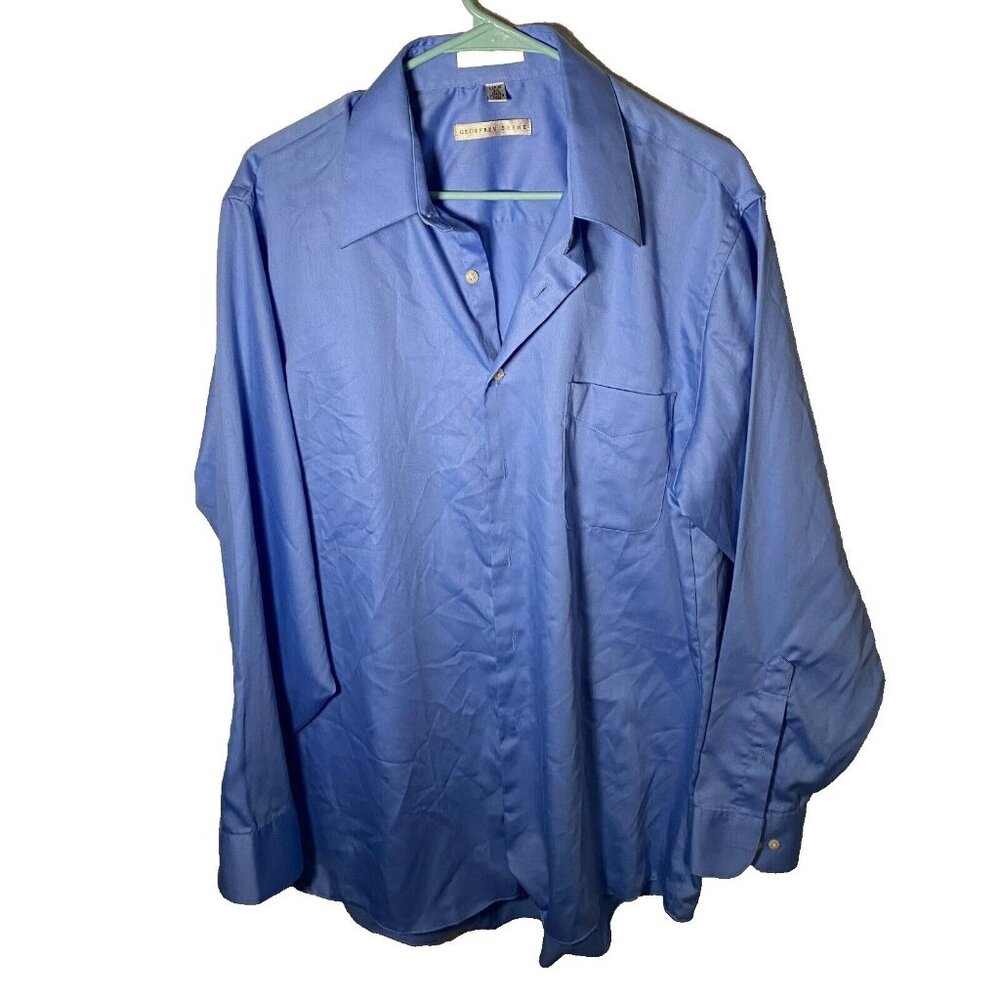 Geoffrey Beene Regular Fit Mens Blue Button Down Long Sleeve Shirt‎ Size Large
